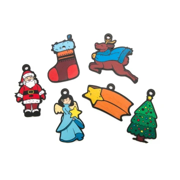 Set of 6 Wooden Christmas Ornaments - Colorful UV Print - OZD005