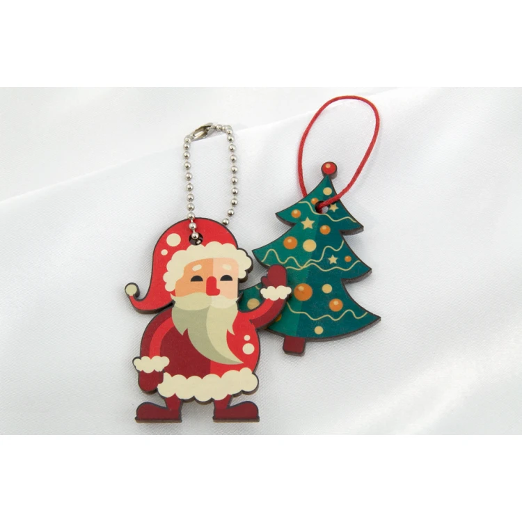 Set of 6 Wooden Christmas Ornaments - Colorful UV Print - OZD004