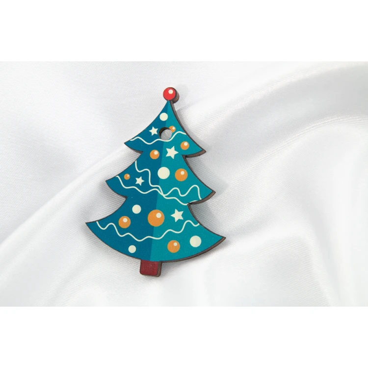 Set of 6 Wooden Christmas Ornaments - Colorful UV Print - OZD004