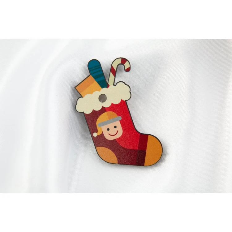 Set of 6 Wooden Christmas Ornaments - Colorful UV Print - OZD004