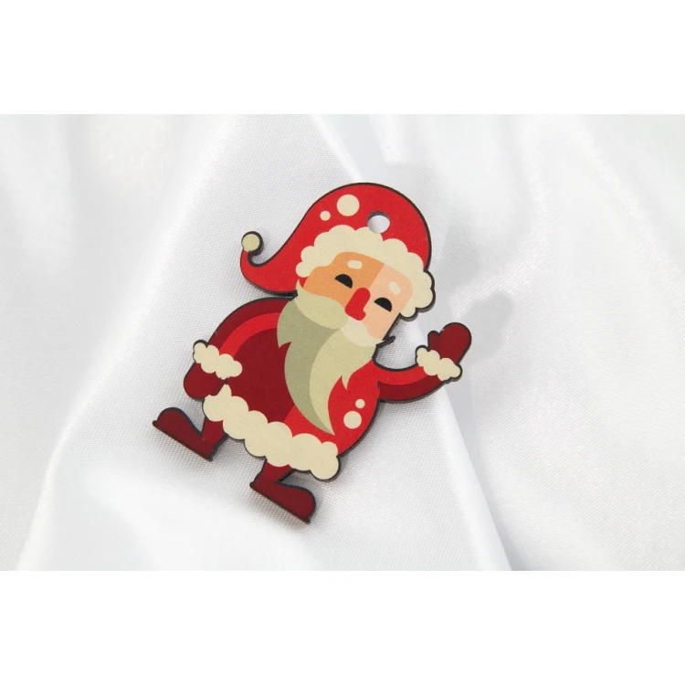 Set of 6 Wooden Christmas Ornaments - Colorful UV Print - OZD004