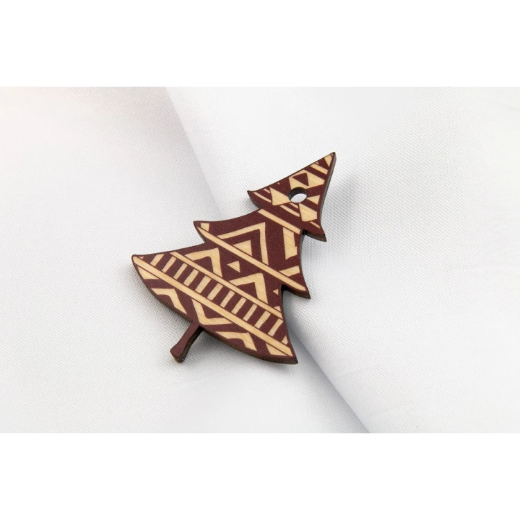 Set of 6 Wooden Christmas Ornaments - Colorful UV Print - OZD003