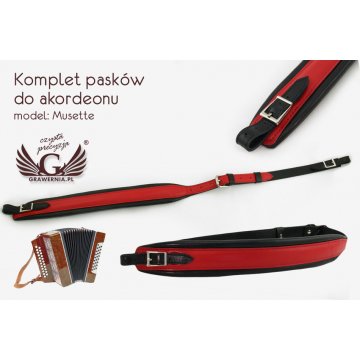 ACCORDION STRAP SET red-black - Musette model - Comfort version - PDA001