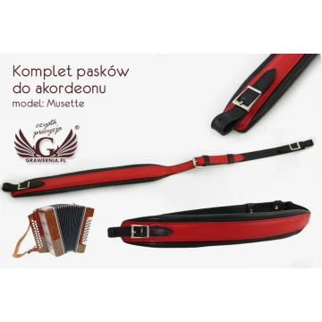 ACCORDION STRAP SET red-black - Musette model - Comfort version - PDA001
