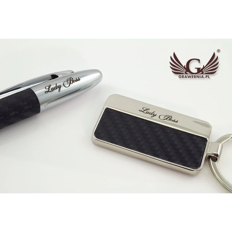 Gift Set with Engraving: Business Card Holder + Pen + Keyring - BRAVO WZ017