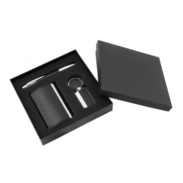 Gift Set with Engraving: Business Card Holder + Pen + Keyring - BRAVO WZ017