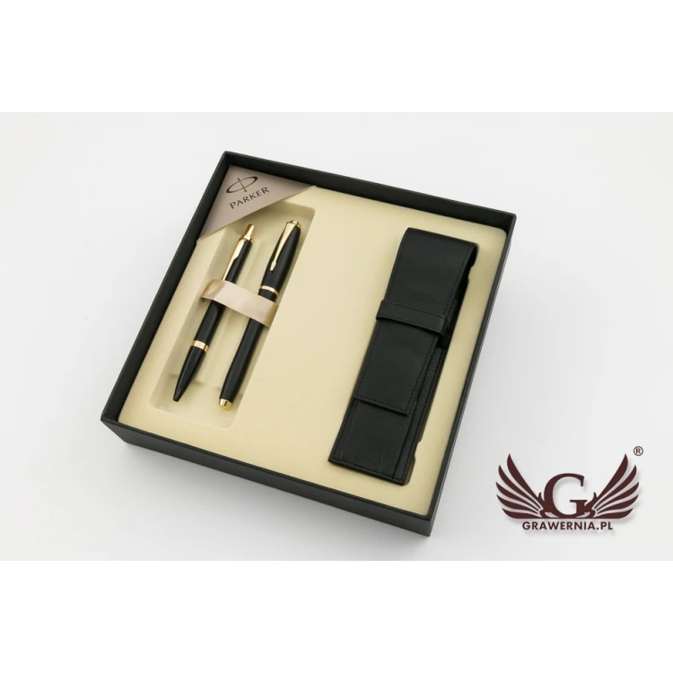 Parker URBAN Muted Black GT Fountain Pen and Ballpoint Pen Set with Case - PAR006-DUO-PT