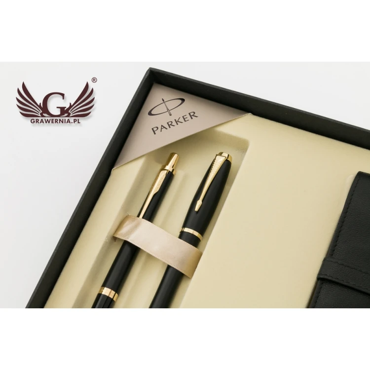 Parker URBAN Muted Black GT Fountain Pen and Ballpoint Pen Set with Case - PAR006-DUO-PT