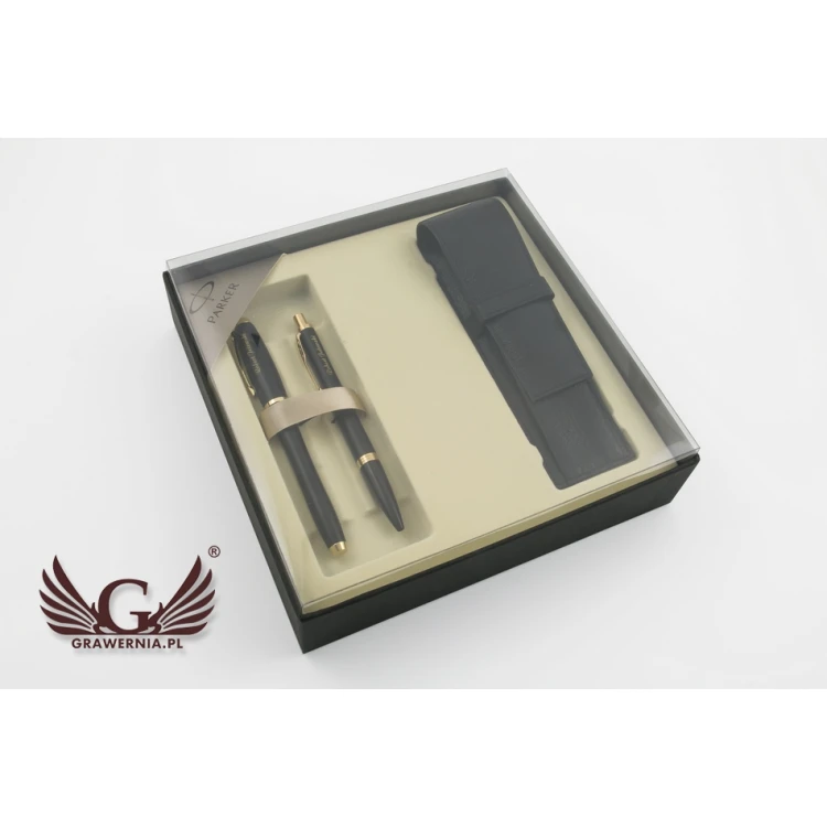 Parker URBAN Muted Black GT Fountain Pen and Ballpoint Pen Set with Case - PAR006-DUO-PT
