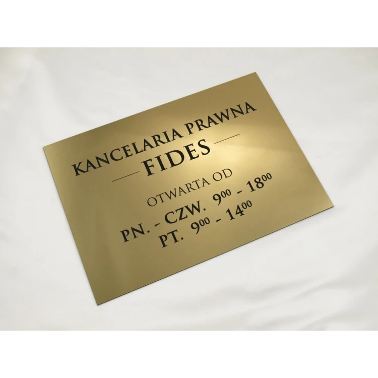LEGAL OFFICE SIGN - opening hours - SZ030 - gold - dim. 297x210mm (A4)