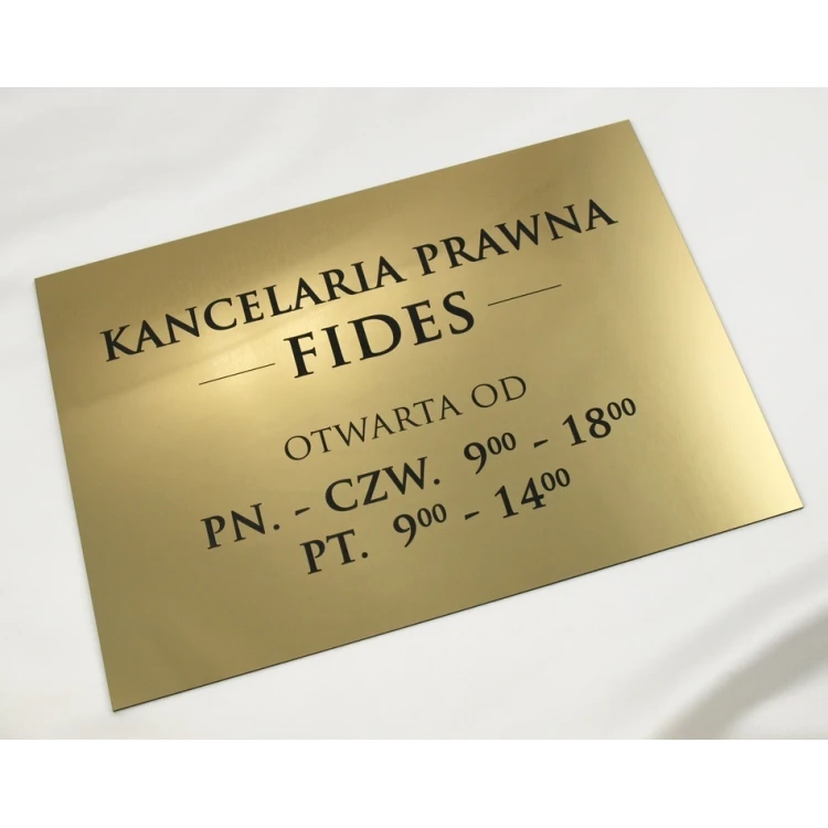 LEGAL OFFICE SIGN - opening hours - SZ030 - gold - dim. 297x210mm (A4)