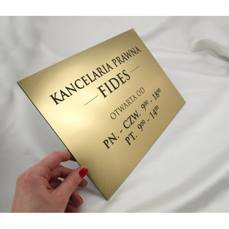 LEGAL OFFICE SIGN - opening hours - SZ030 - gold - dim. 297x210mm (A4)