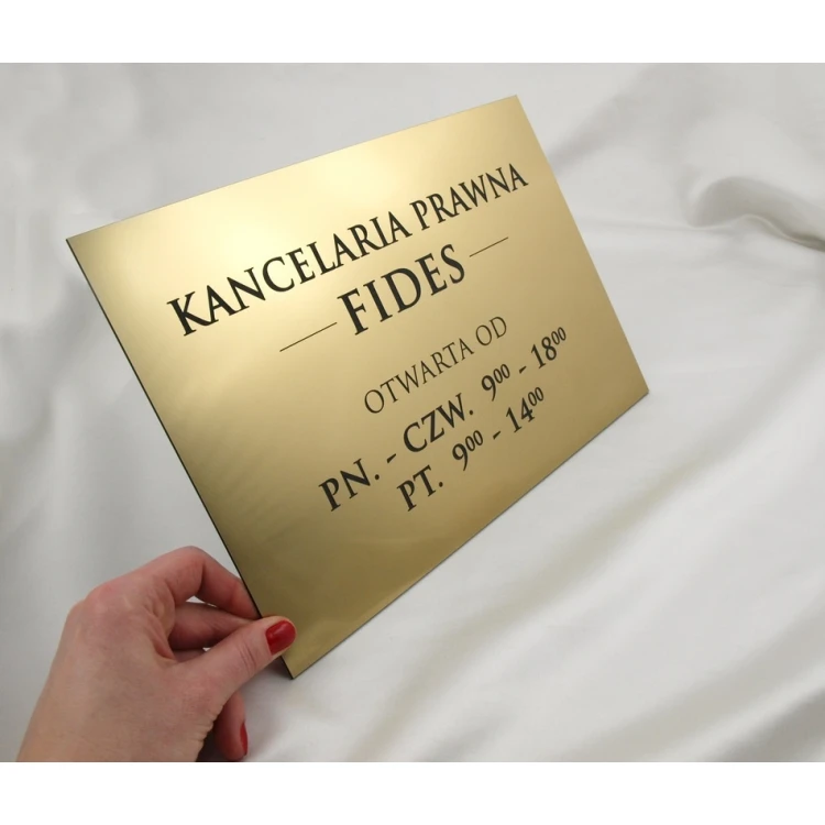 LEGAL OFFICE SIGN - opening hours - SZ030 - gold - dim. 297x210mm (A4)