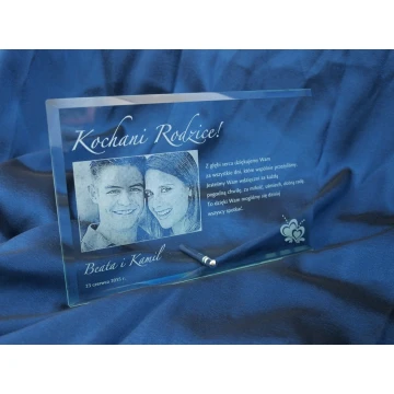 Glass Frame with 16x25cm Photo - HORIZONTAL - Thank You Gift for Parents - Wedding Anniversary