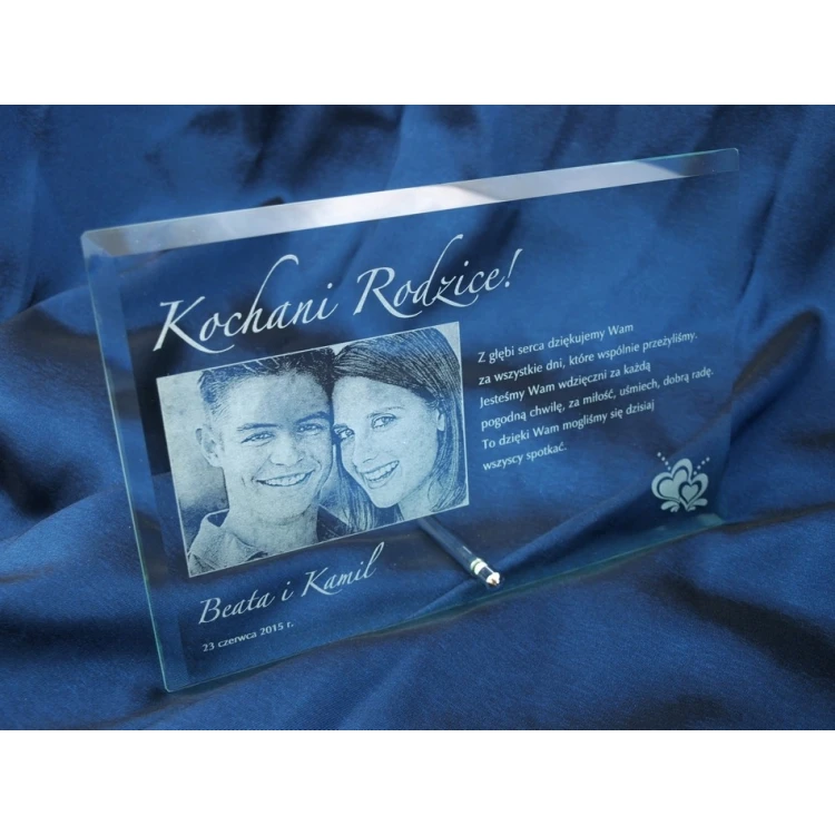 Glass Frame with 16x25cm Photo - HORIZONTAL - Thank You Gift for Parents - Wedding Anniversary