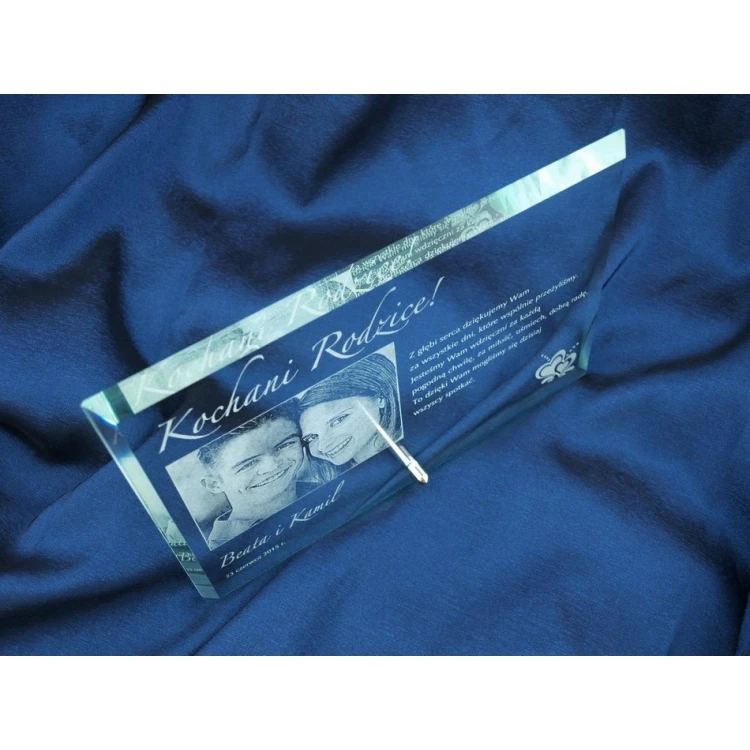 Glass Frame with 16x25cm Photo - HORIZONTAL - Thank You Gift for Parents - Wedding Anniversary