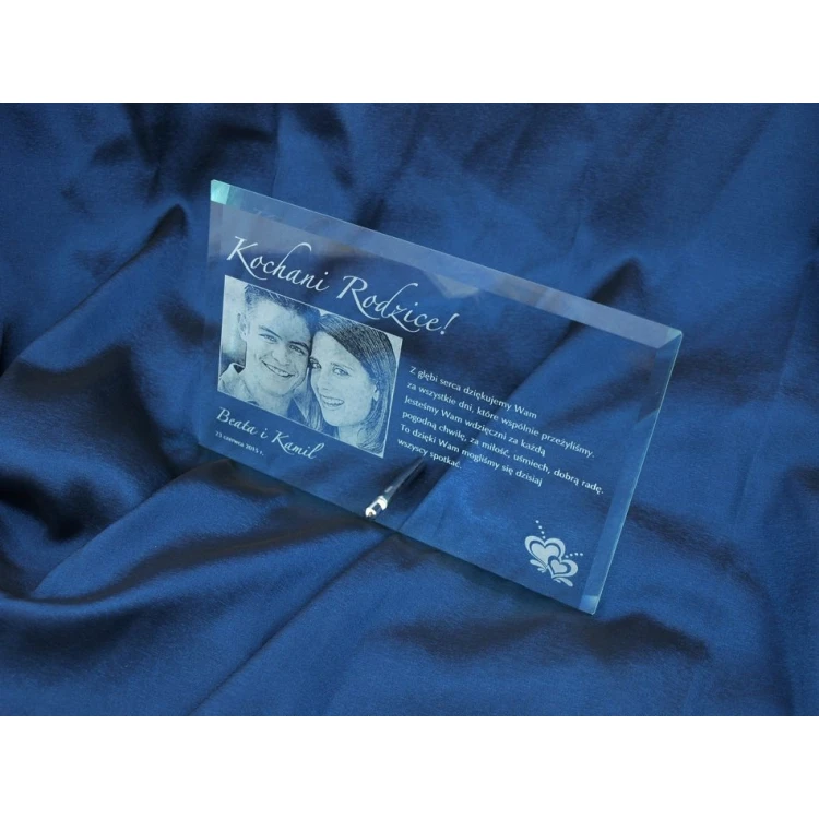 Glass Frame with 16x25cm Photo - HORIZONTAL - Thank You Gift for Parents - Wedding Anniversary