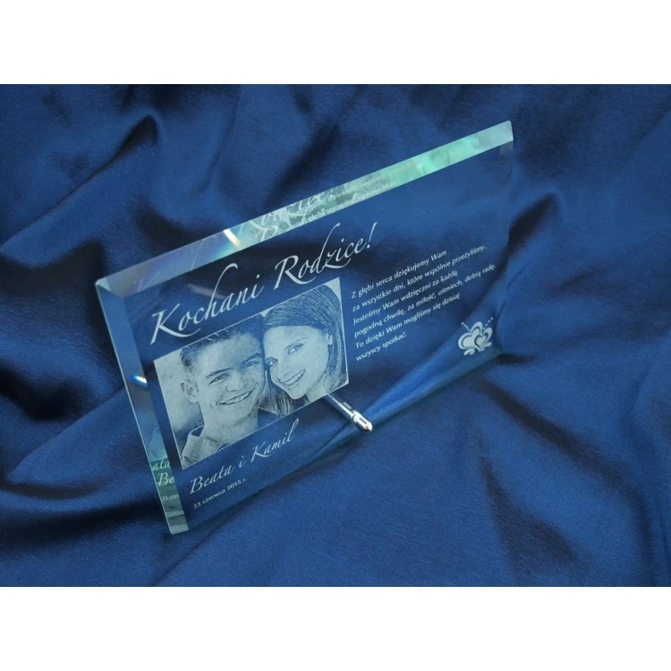 Glass Frame with 16x25cm Photo - HORIZONTAL - Thank You Gift for Parents - Wedding Anniversary