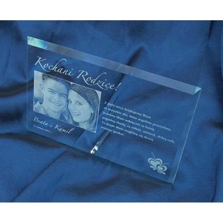 Glass Frame with 16x25cm Photo - HORIZONTAL - Thank You Gift for Parents - Wedding Anniversary