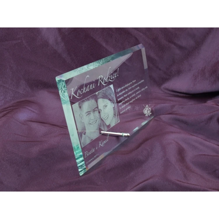Glass Frame with 16x25cm Photo - HORIZONTAL - Thank You Gift for Parents - Wedding Anniversary