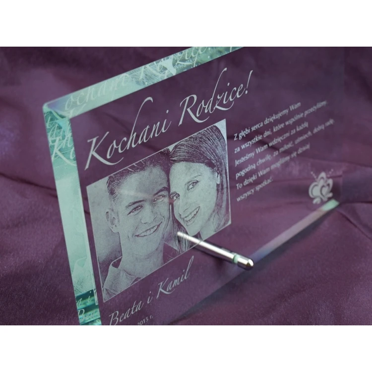 Glass Frame with 16x25cm Photo - HORIZONTAL - Thank You Gift for Parents - Wedding Anniversary
