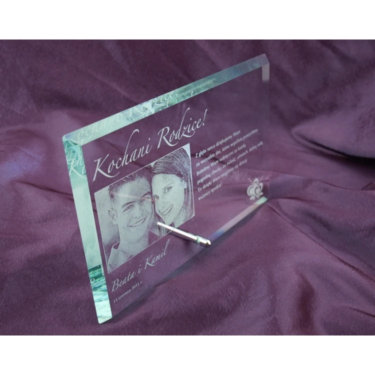Glass Frame with 16x25cm Photo - HORIZONTAL - Thank You Gift for Parents - Wedding Anniversary