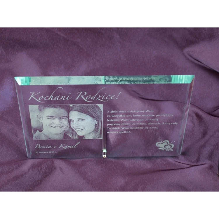 Glass Frame with 16x25cm Photo - HORIZONTAL - Thank You Gift for Parents - Wedding Anniversary
