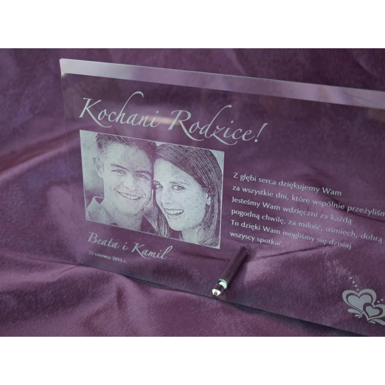 Glass Frame with 16x25cm Photo - HORIZONTAL - Thank You Gift for Parents - Wedding Anniversary
