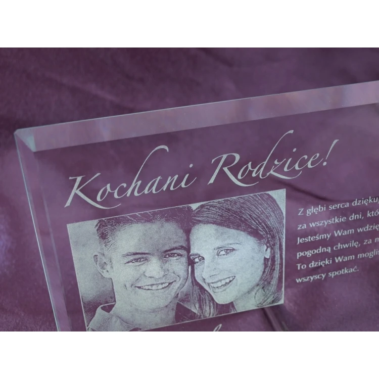Glass Frame with 16x25cm Photo - HORIZONTAL - Thank You Gift for Parents - Wedding Anniversary
