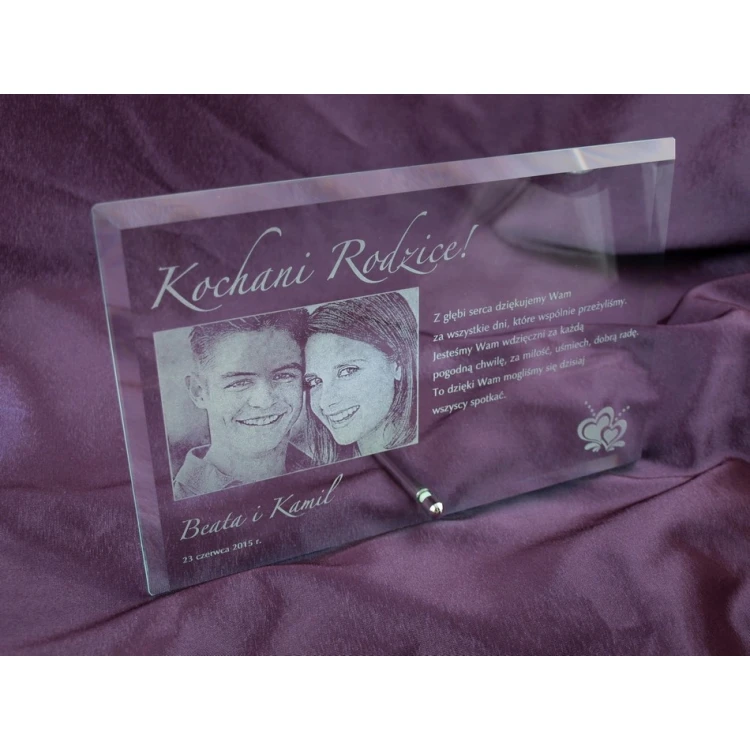 Glass Frame with 16x25cm Photo - HORIZONTAL - Thank You Gift for Parents - Wedding Anniversary