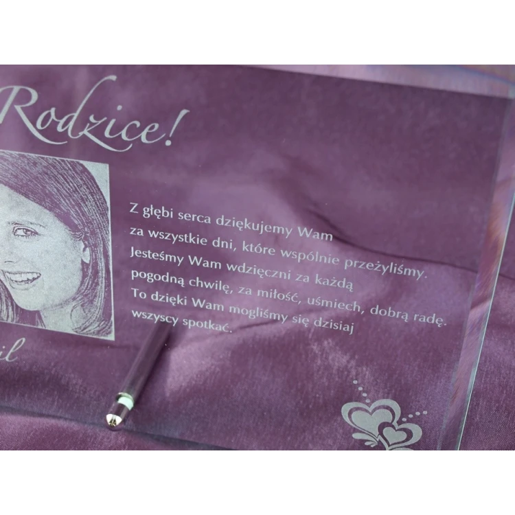 Glass Frame with 16x25cm Photo - HORIZONTAL - Thank You Gift for Parents - Wedding Anniversary