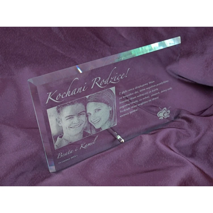 Glass Frame with 16x25cm Photo - HORIZONTAL - Thank You Gift for Parents - Wedding Anniversary