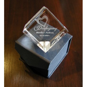 Glass Trophy - CUBE - wedding, anniversary, thank you