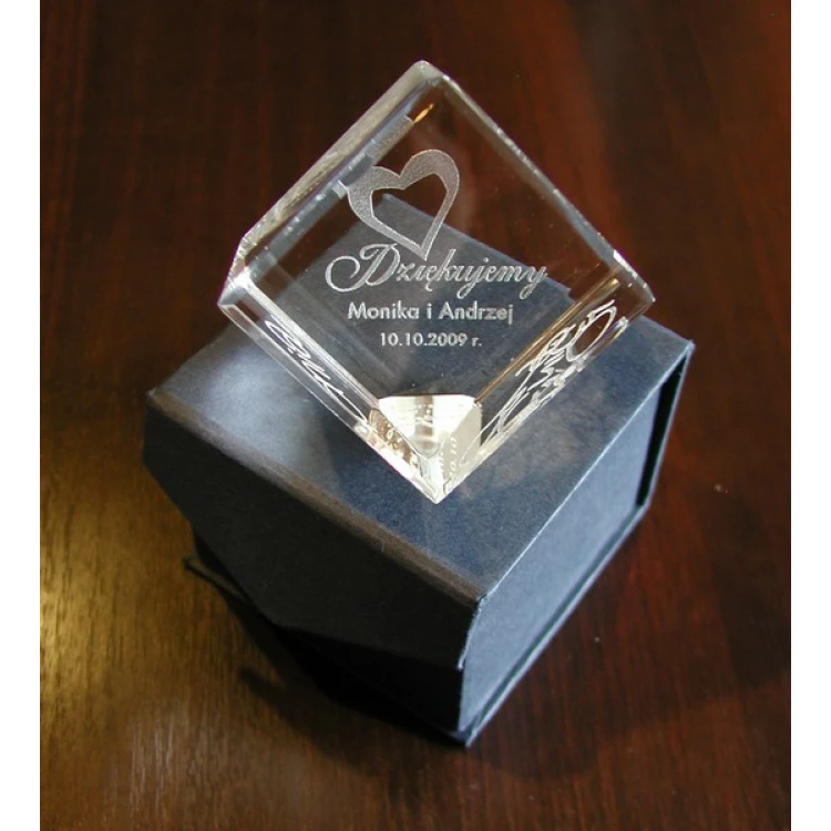 Glass Trophy - CUBE - wedding, anniversary, thank you
