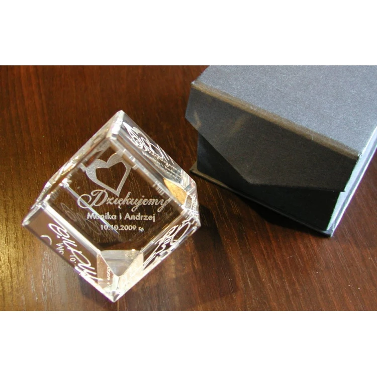 Glass Trophy - CUBE - wedding, anniversary, thank you