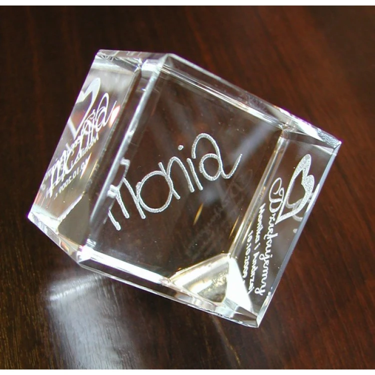 Glass Trophy - CUBE - wedding, anniversary, thank you