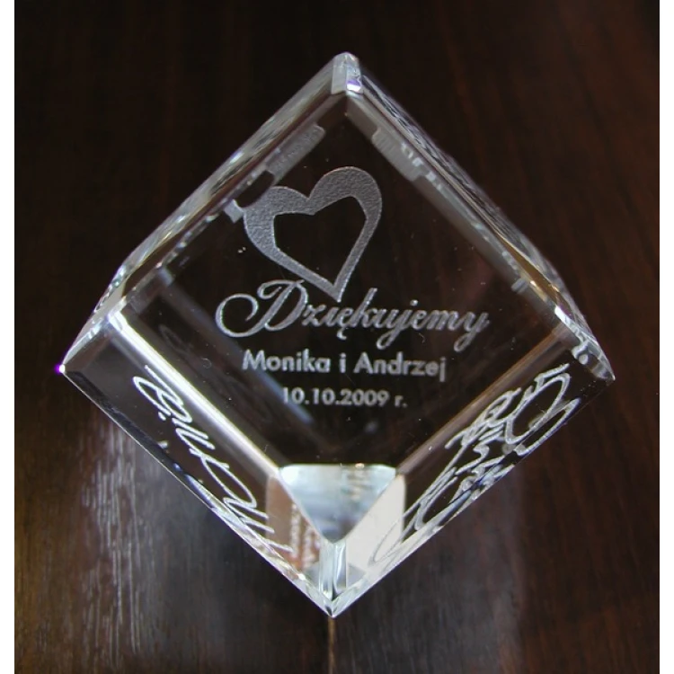Glass Trophy - CUBE - wedding, anniversary, thank you
