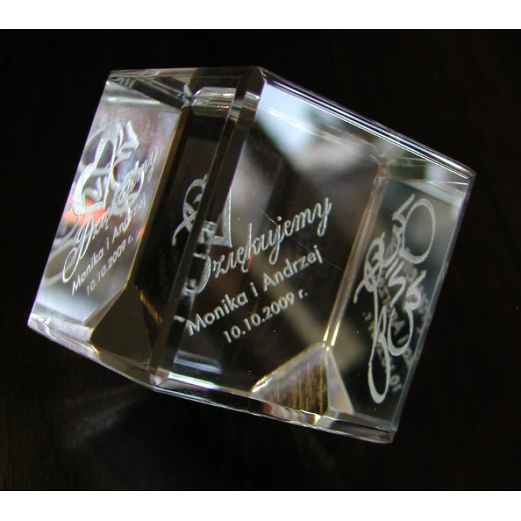 Glass Trophy - CUBE - wedding, anniversary, thank you