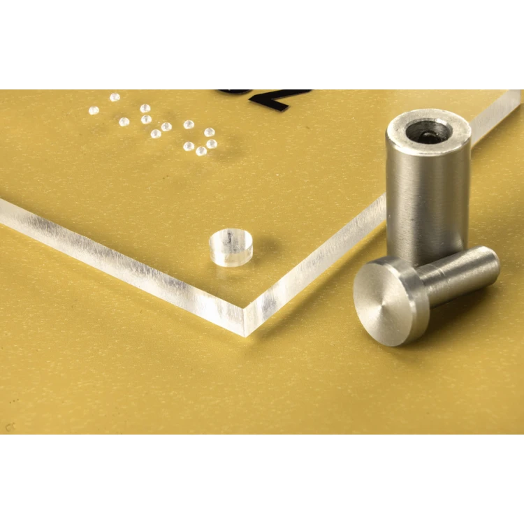 Bin - Plexiglass plaque with Braille lettering on spacers - dimensions 160x75mm - TAB269