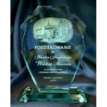 Glass Trophy in Case - MILO with Photo