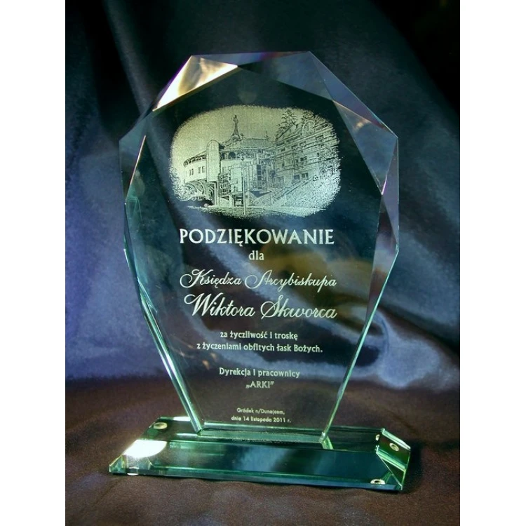 Glass Trophy in Case - MILO with Photo