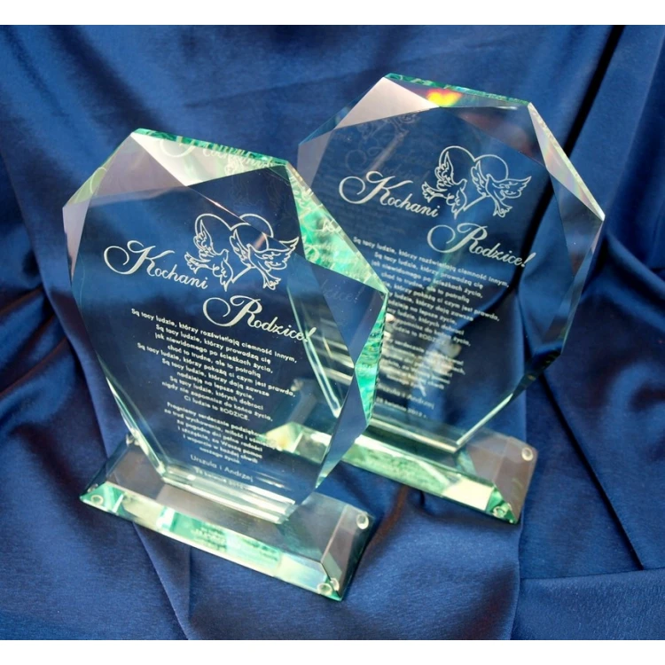 Glass Trophy in Case - MILO - Wedding Souvenir