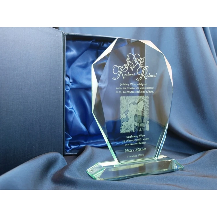 Glass Trophy in Case - MILO with Photo - Thank You Gift for Parents