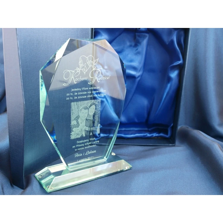 Glass Trophy in Case - MILO with Photo - Thank You Gift for Parents