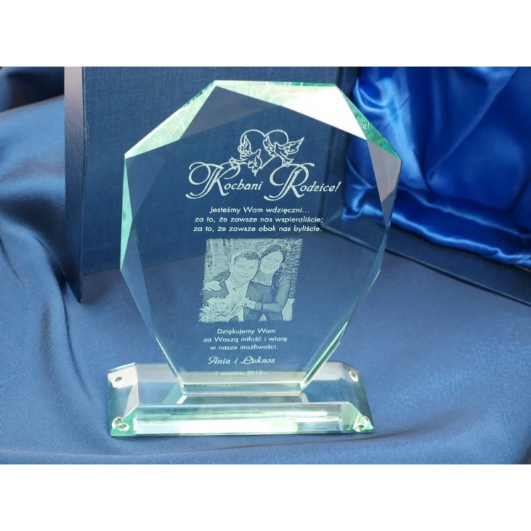 Glass Trophy in Case - MILO with Photo - Thank You Gift for Parents