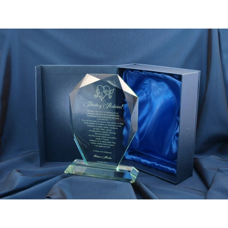 Glass Trophy in Case - MILO - Wedding Souvenir