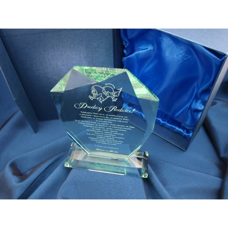 Glass Trophy in Case - MILO - Wedding Souvenir