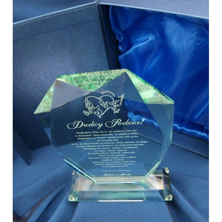 Glass Trophy in Case - MILO - Wedding Souvenir