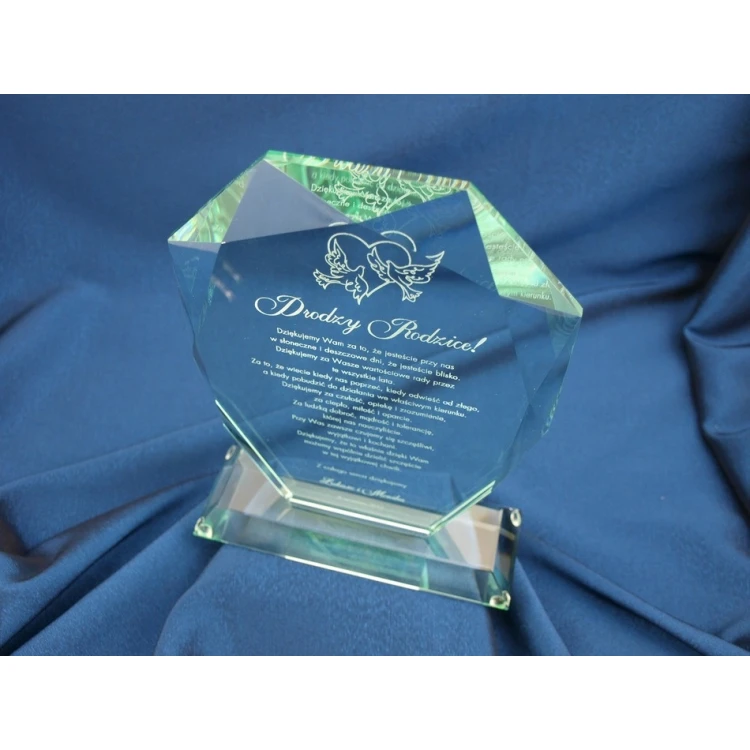 Glass Trophy in Case - MILO - Wedding Souvenir