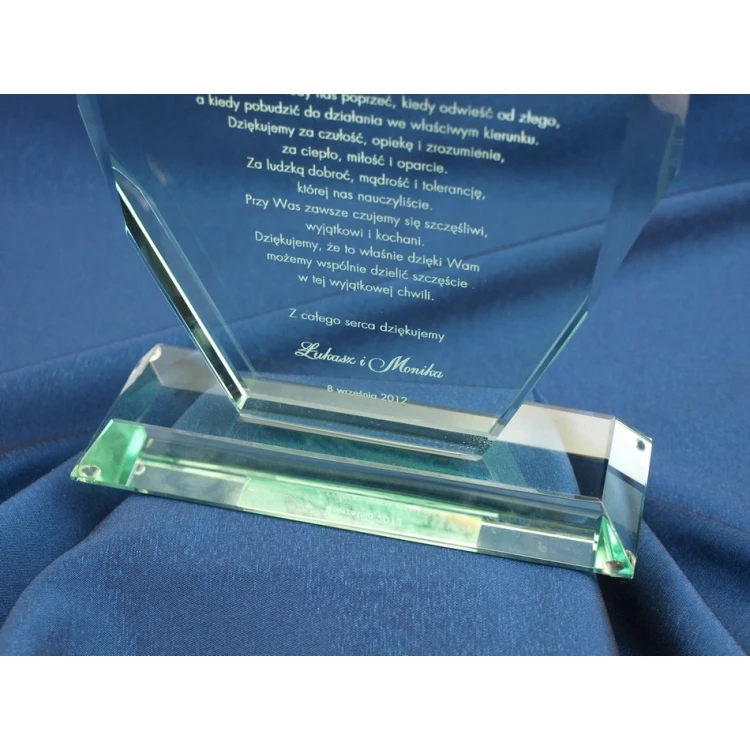 Glass Trophy in Case - MILO - Wedding Souvenir
